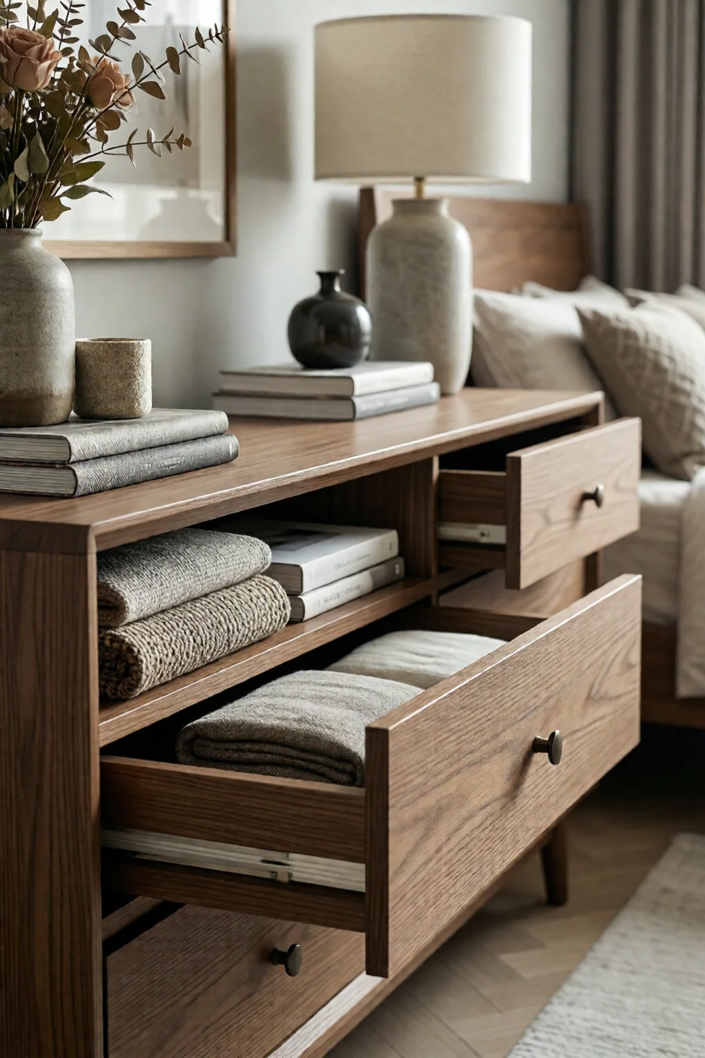 bedroom dresser styling and organizing