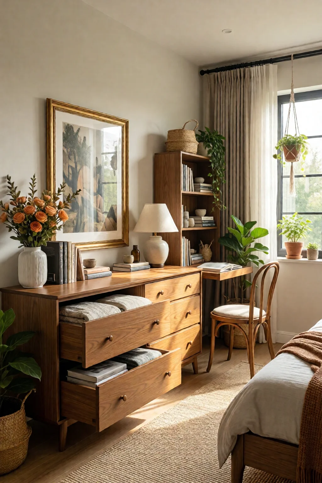 bedroom dresser styling and organizing