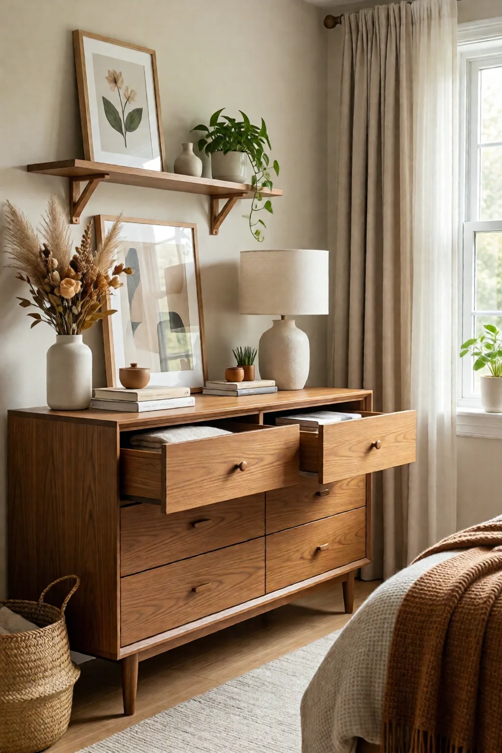 bedroom dresser styling and organizing