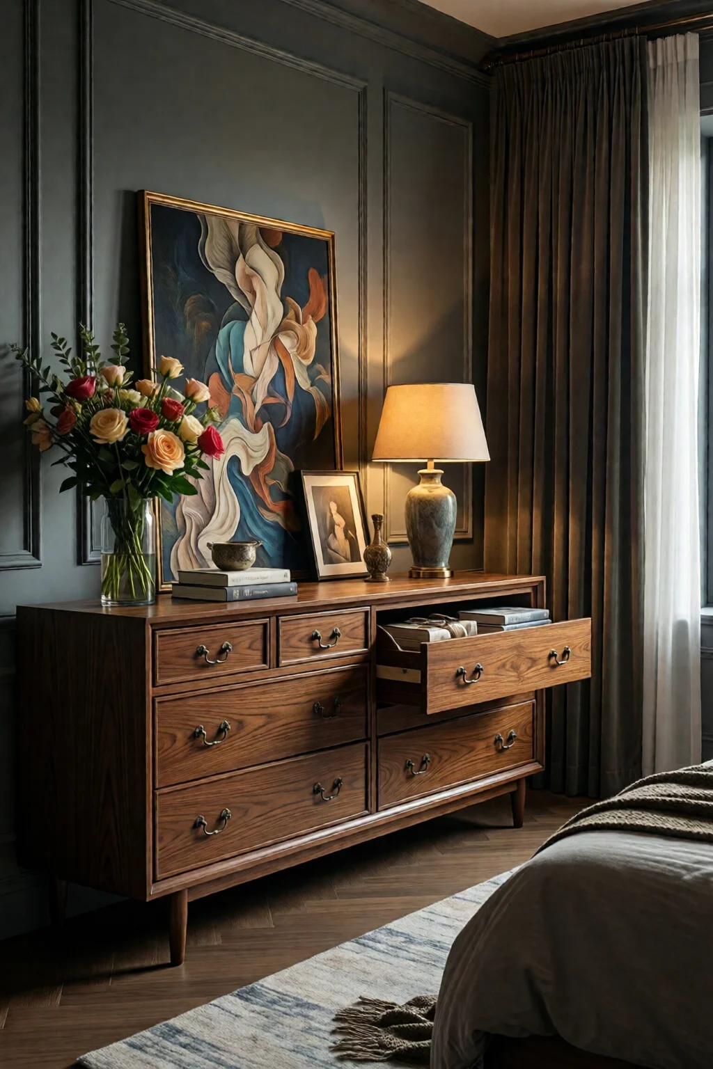 bedroom dresser styling and organizing