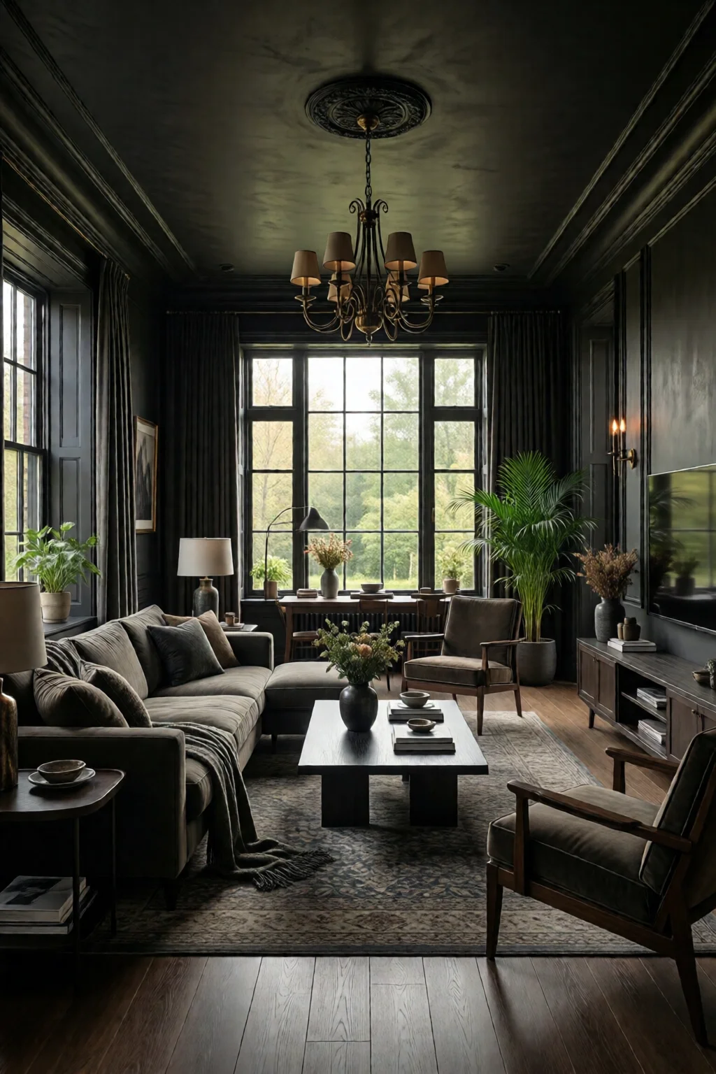dark living room aesthetic moody decor