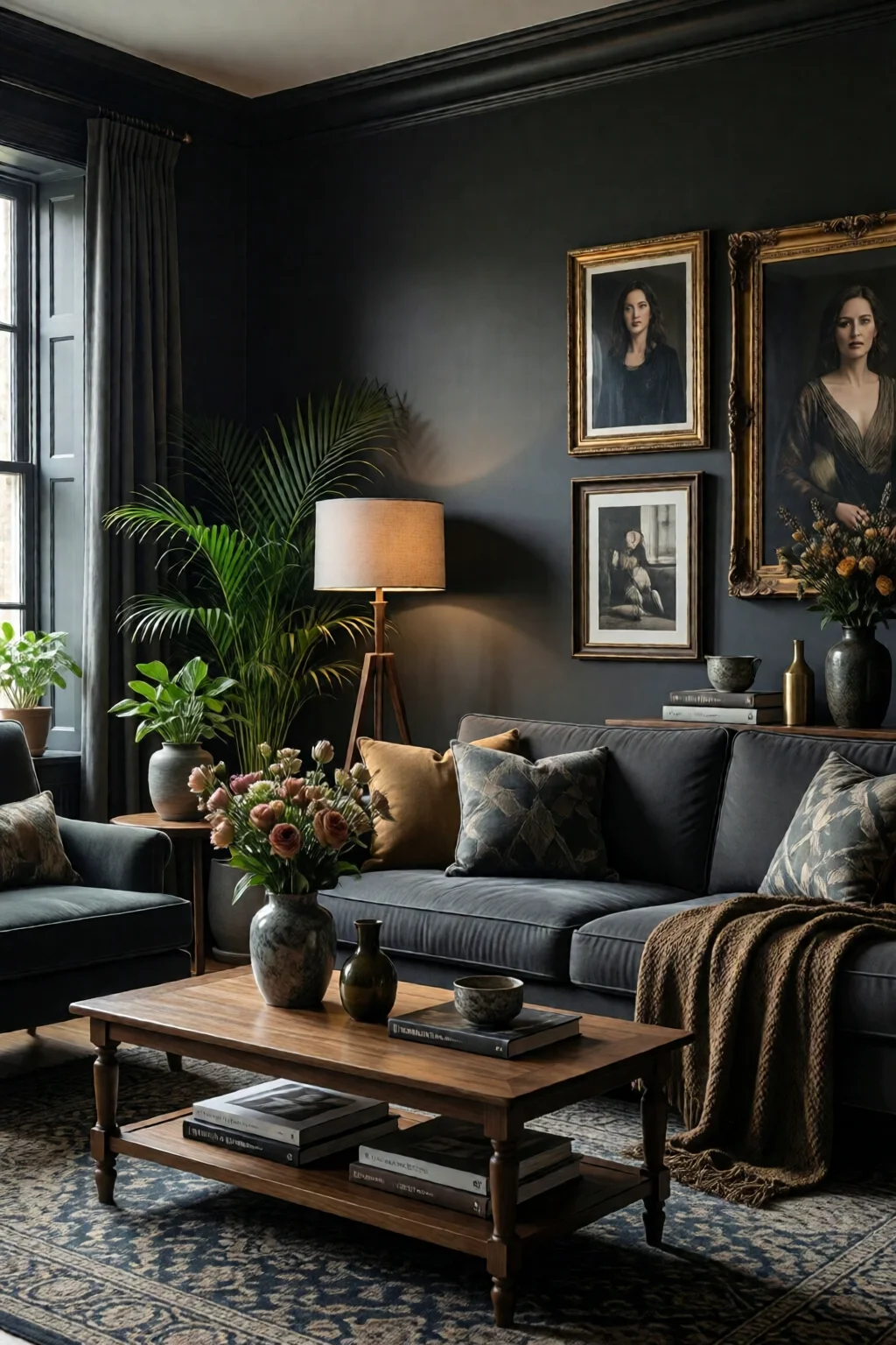 dark living room aesthetic moody decor
