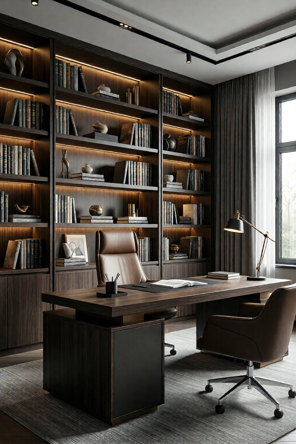 home office bookshelf styling ideas
